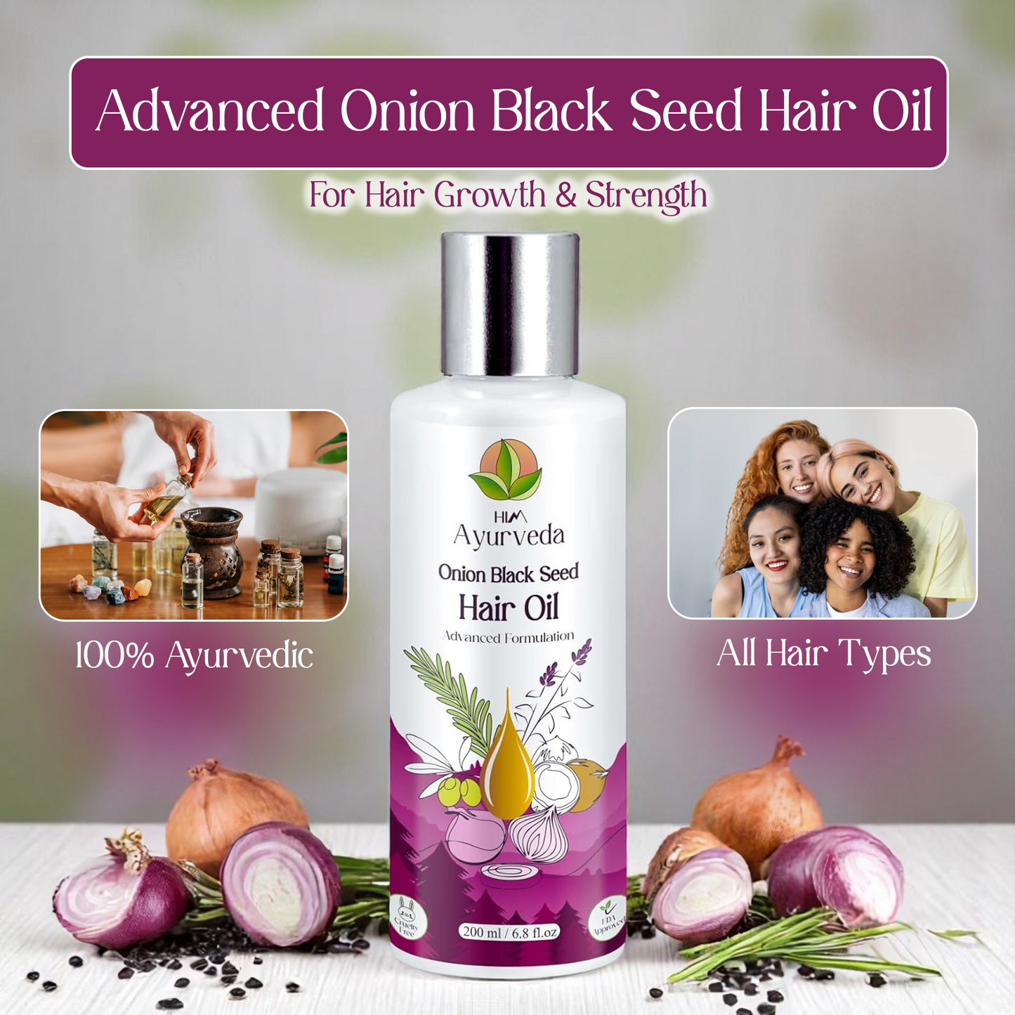 Advanced Onion Black Seed Hair Oil |Nourishing & Strengthening|
