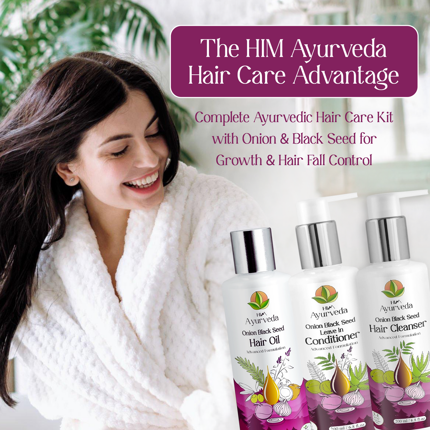 Onion Black Seed Hair Care Combo Kit | Hair Oil, Shampoo & Conditioner |