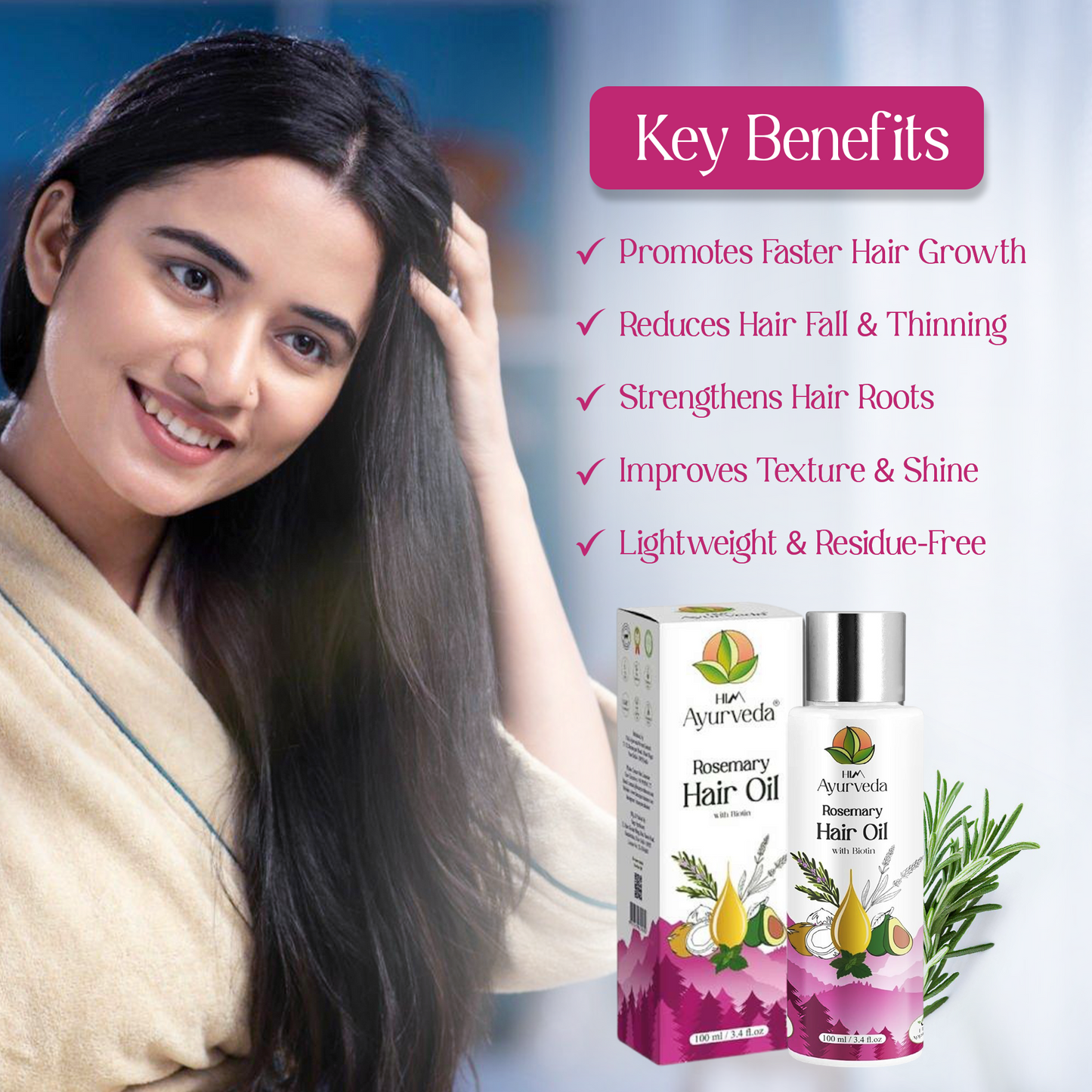 Rosemary Hair Oil | Best Hair Fall Control & Scalp Nourishment | Strengthens & Thickens Hair |