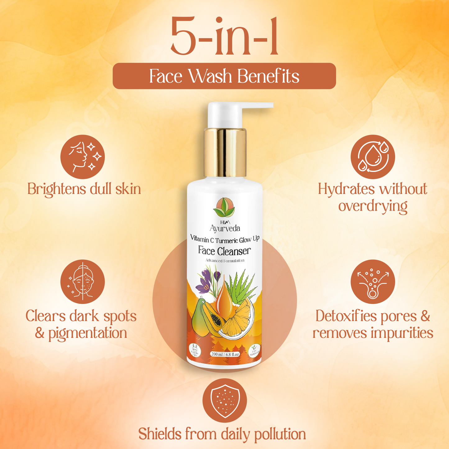 Vitamin C Turmeric Brightening Face Wash | Removes Dark Spots & Hyperpigmentation|