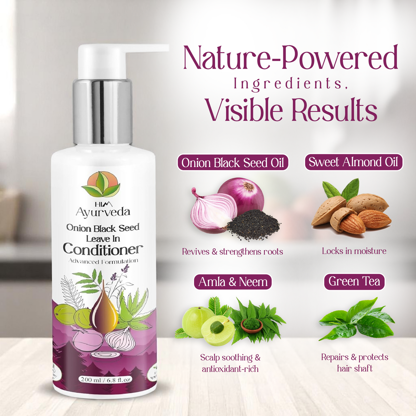 Onion Black Seed Leave-In Conditioner | Frizzy Hair & Hair Fall Control |