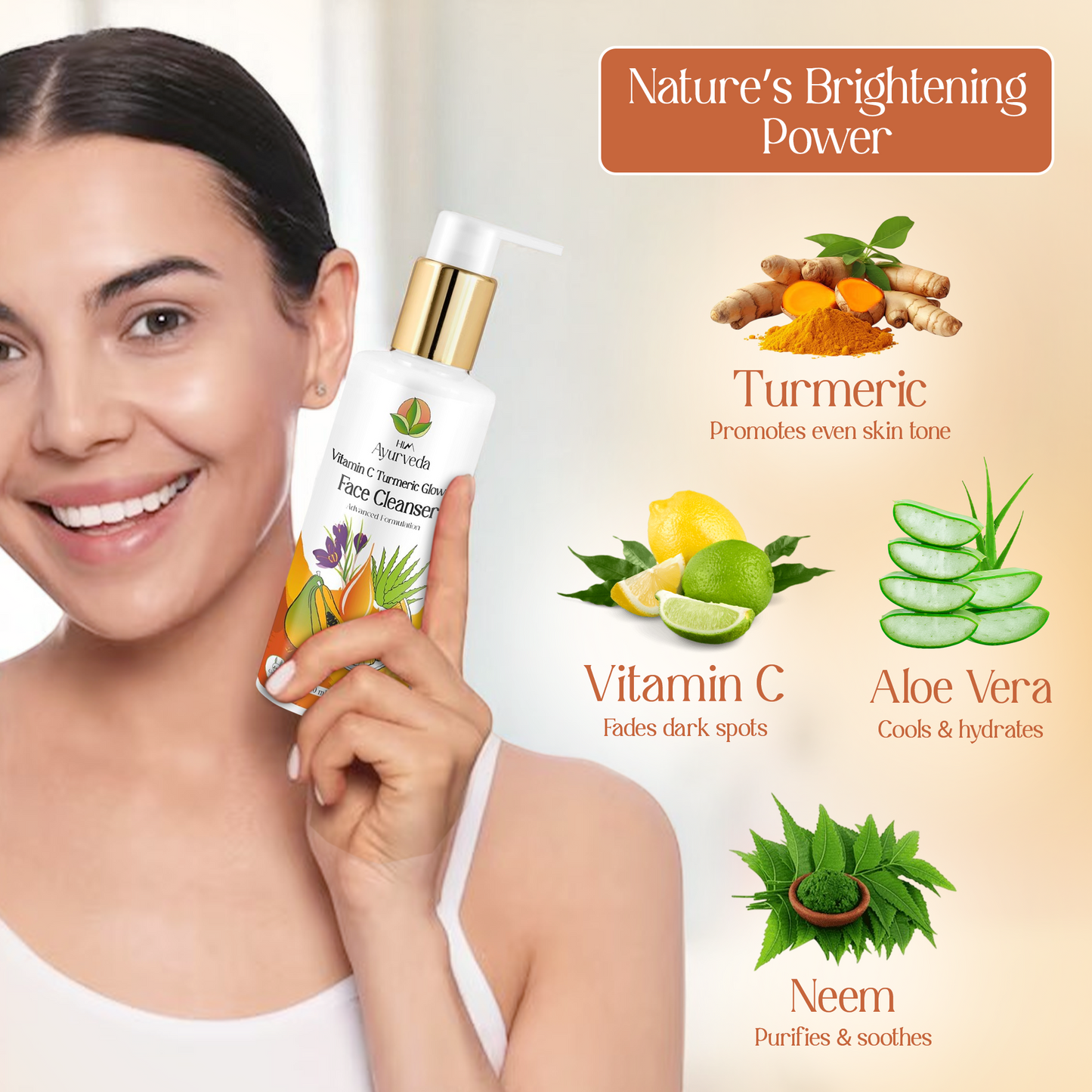 Vitamin C Turmeric Brightening Face Wash | Removes Dark Spots & Hyperpigmentation|