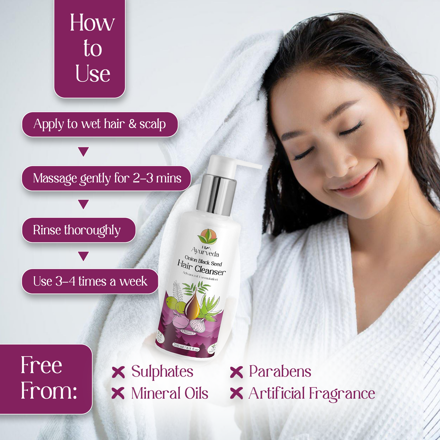 Onion Black Seed Hair Growth Cleanser(Shampoo) |Hair Fall Control & Hair Growth|