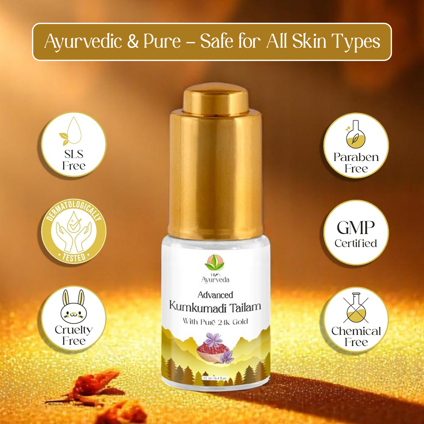 Advanced 24K Gold Ayurvedic Kumkumadi Oil (Tailam)