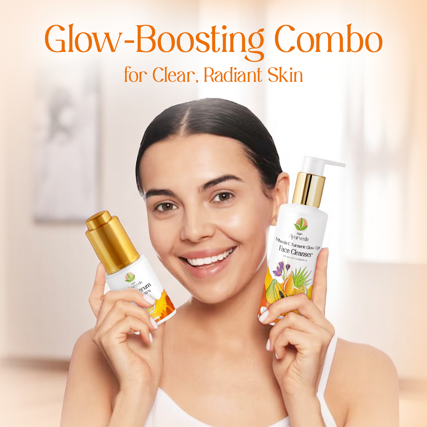 Vitamin C Glow Boosting Combo |Vitamin C Turmeric Brightening Face Wash + Serum |