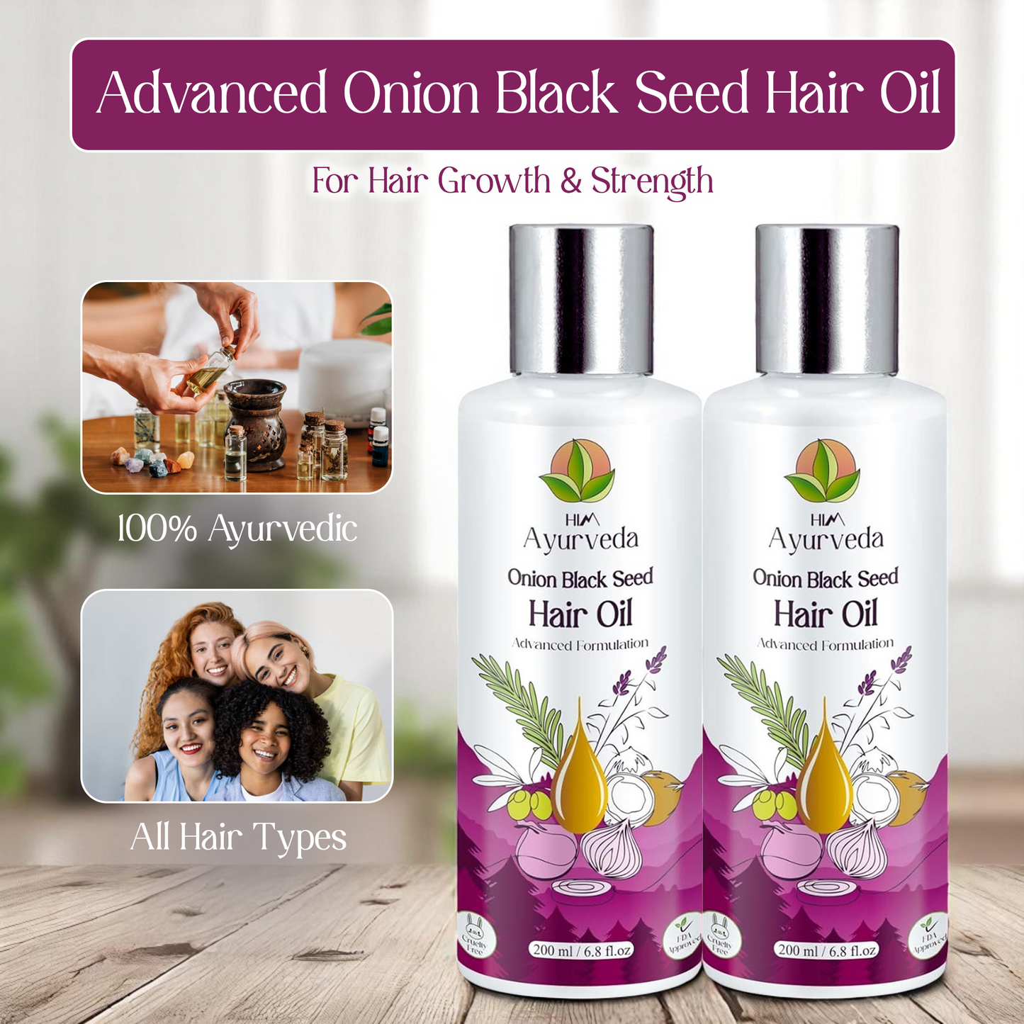 Advanced Onion Black Seed Hair Growth Oil|Pack of 2