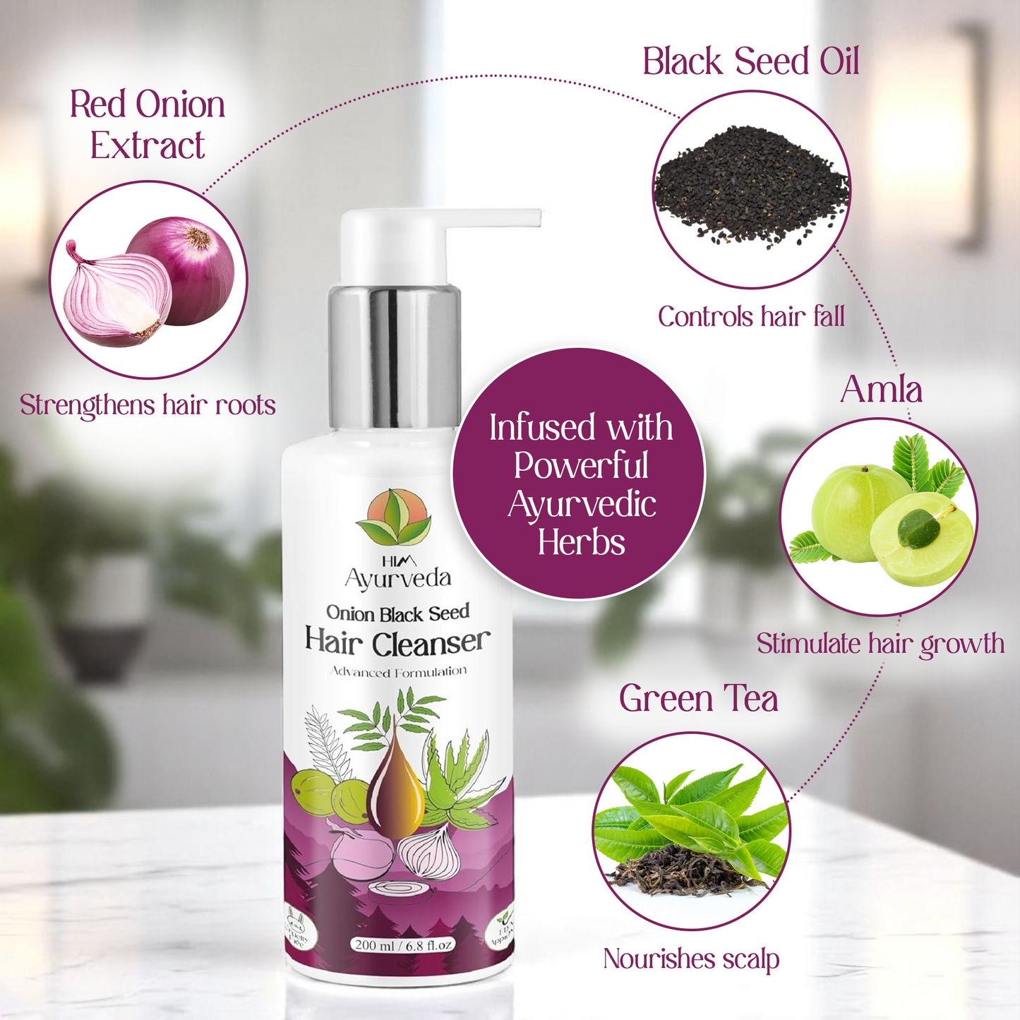 Onion Black Seed Hair Growth Cleanser(Shampoo) |Hair Fall Control & Hair Growth|