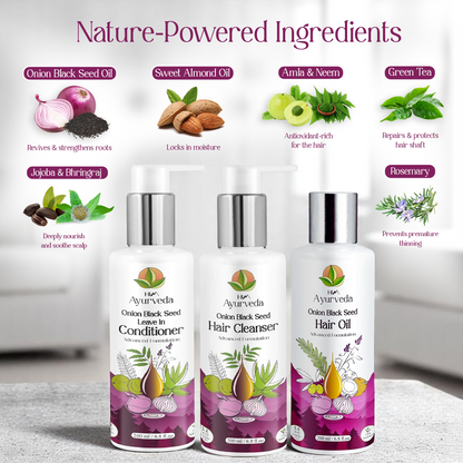 Onion Black Seed Hair Care Combo Kit | Hair Oil, Shampoo & Conditioner |