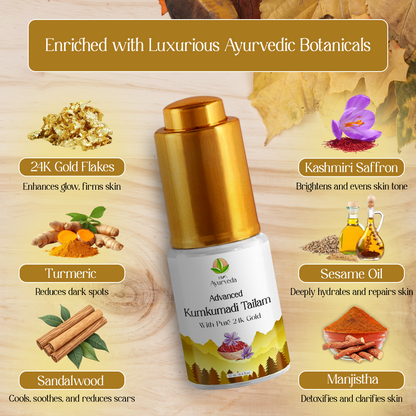Advanced 24K Gold Ayurvedic Kumkumadi Oil (Tailam)