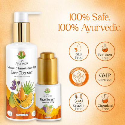 Vitamin C Glow Boosting Combo |Vitamin C Turmeric Brightening Face Wash + Serum |