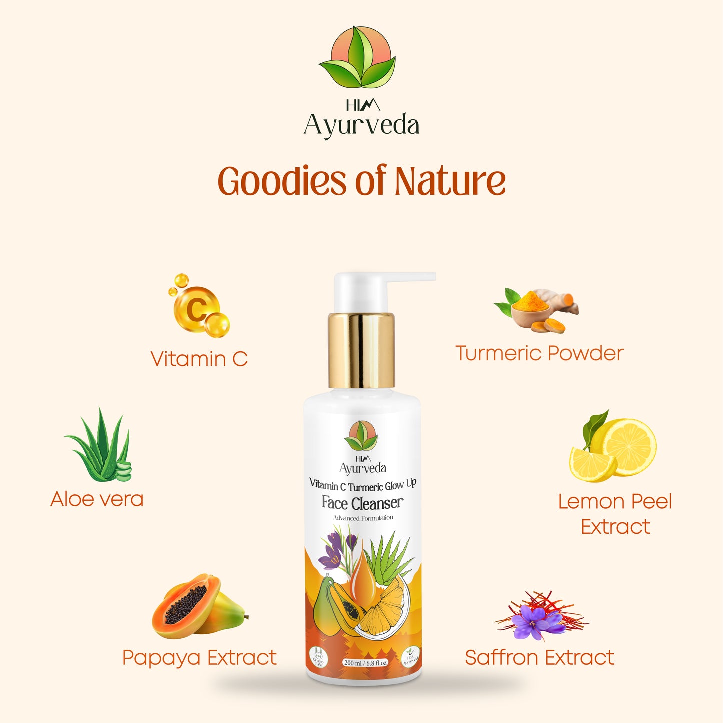 Vitamin C Turmeric Glow up Face Cleanser (Face wash)